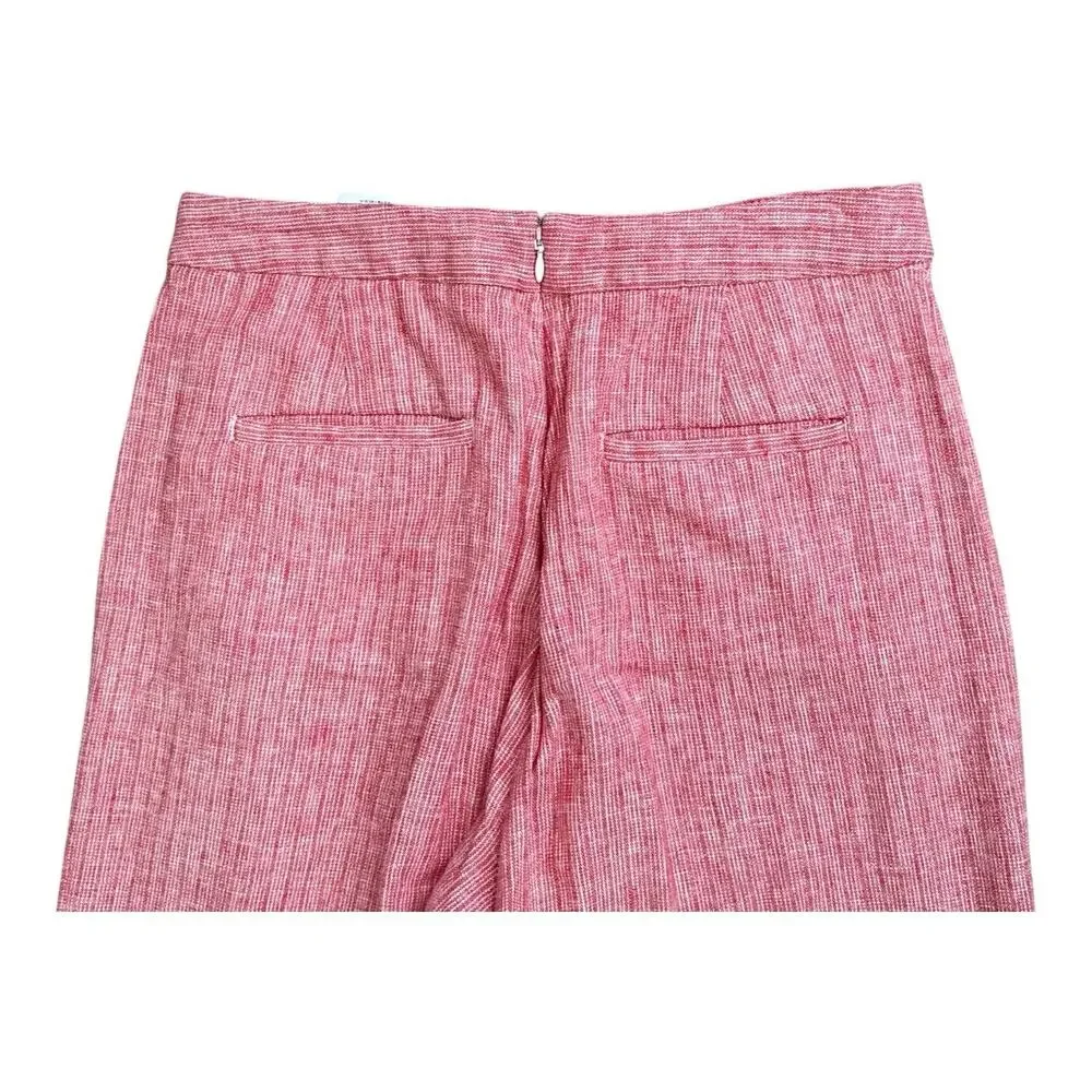 Banana Republic Pants Linen Blend Sailor Womens 4 Red White Wide Leg Back Zip